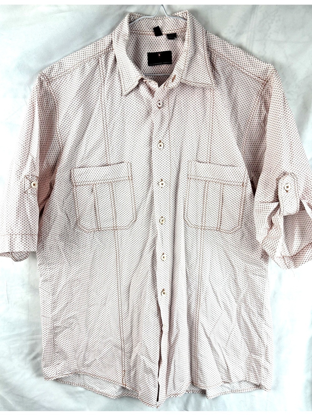 Haupt Germany Short Sleeve Shirt Large L 41/42 16 1/2 White Button Sleeve